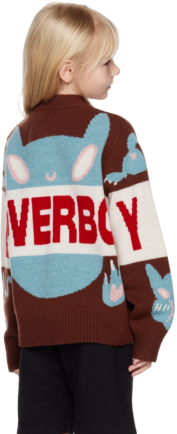 Charles Jeffrey Loverboy Ssense Exclusive Kids Brown Cat Sweater In Cat Graphic