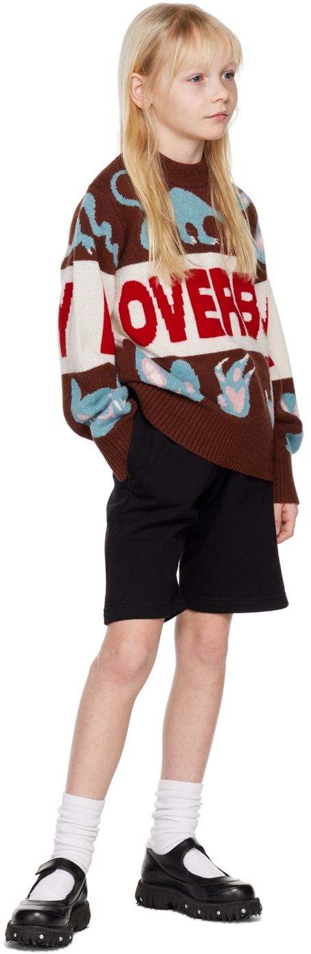 Charles Jeffrey Loverboy Ssense Exclusive Kids Brown Cat Sweater In Cat Graphic