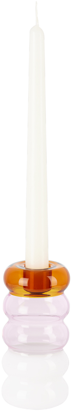 Maison Balzac Pink & White Grande Pauline Candle Holder In Amber/pink/white