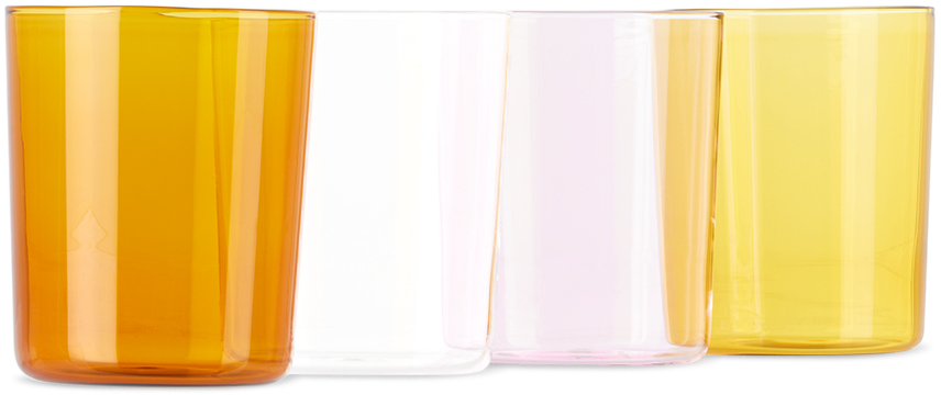 Maison Balzac Multicolor Large Summer Tumbler Set, 4 Pcs In Miel/pink/clear/ambe