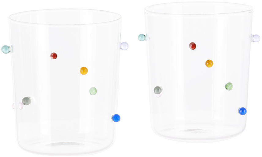 Maison Balzac Multicolor Pomponette Tumbler Set In Clear/multi