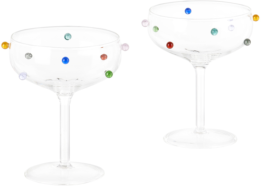 MAISON BALZAC MULTICOLOR POMPONETTE CHAMPAGNE COUPE SET