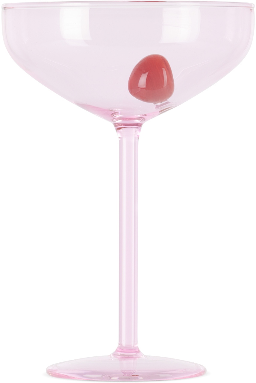 Maison Balzac Pink Manhattan Cocktail Glass In Pink/red
