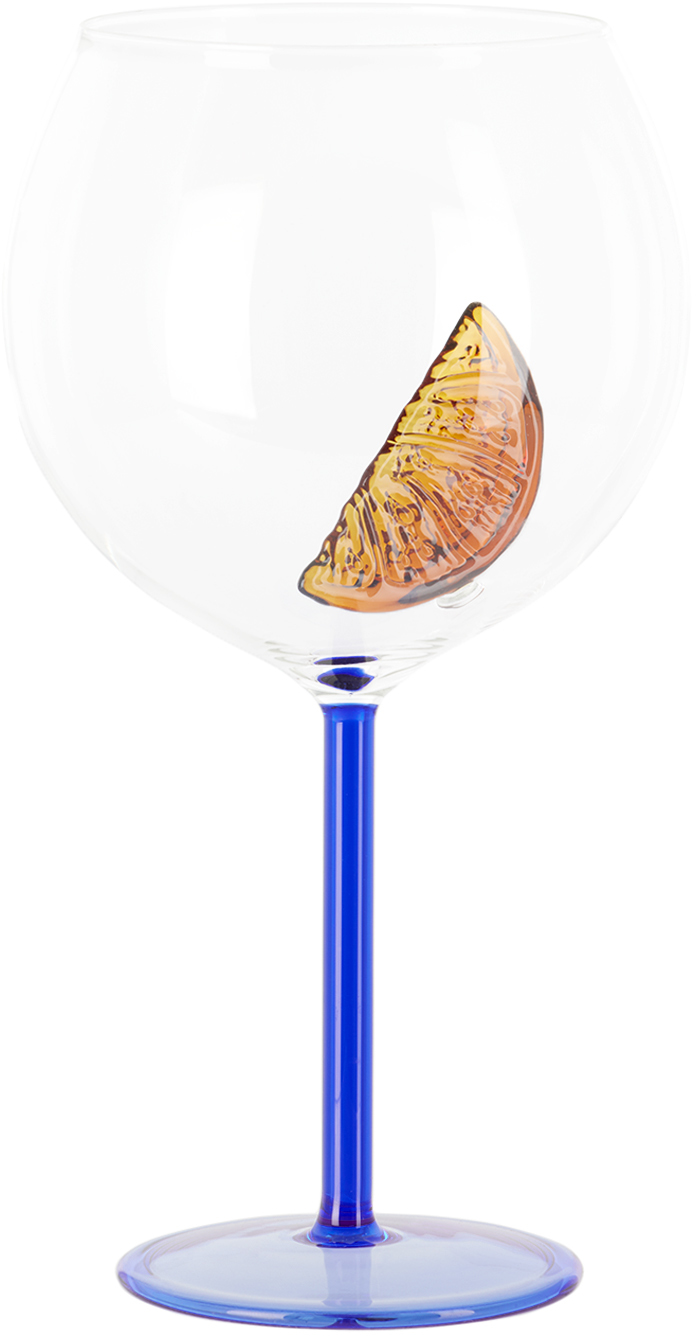 Maison Balzac Blue & Orange 'le Spritz' Cocktail Glass In Azure/clear/amber