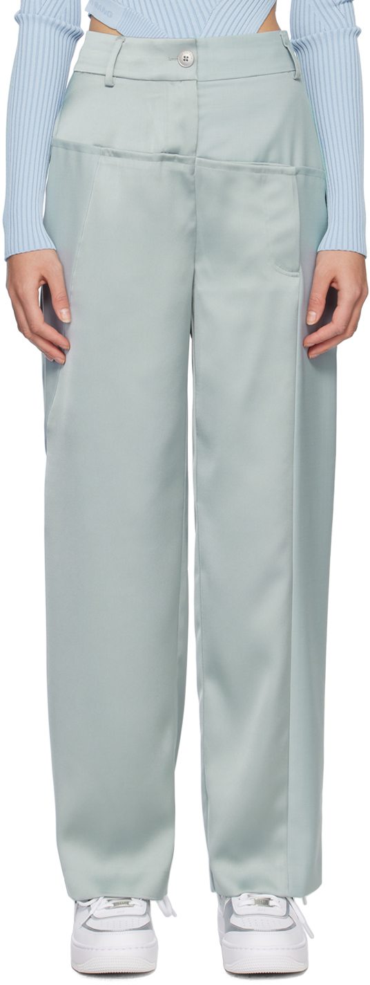 Feng Chen Wang Gray Paneled Trousers In Grey
