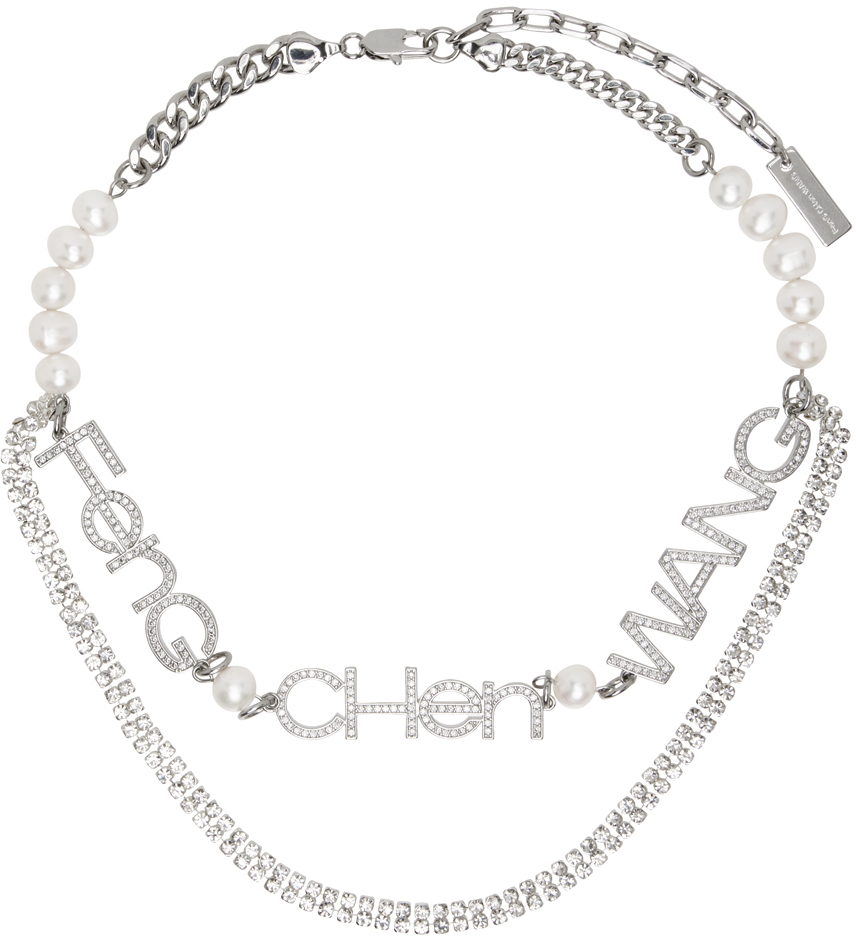Silver Pearl Diamond Necklace