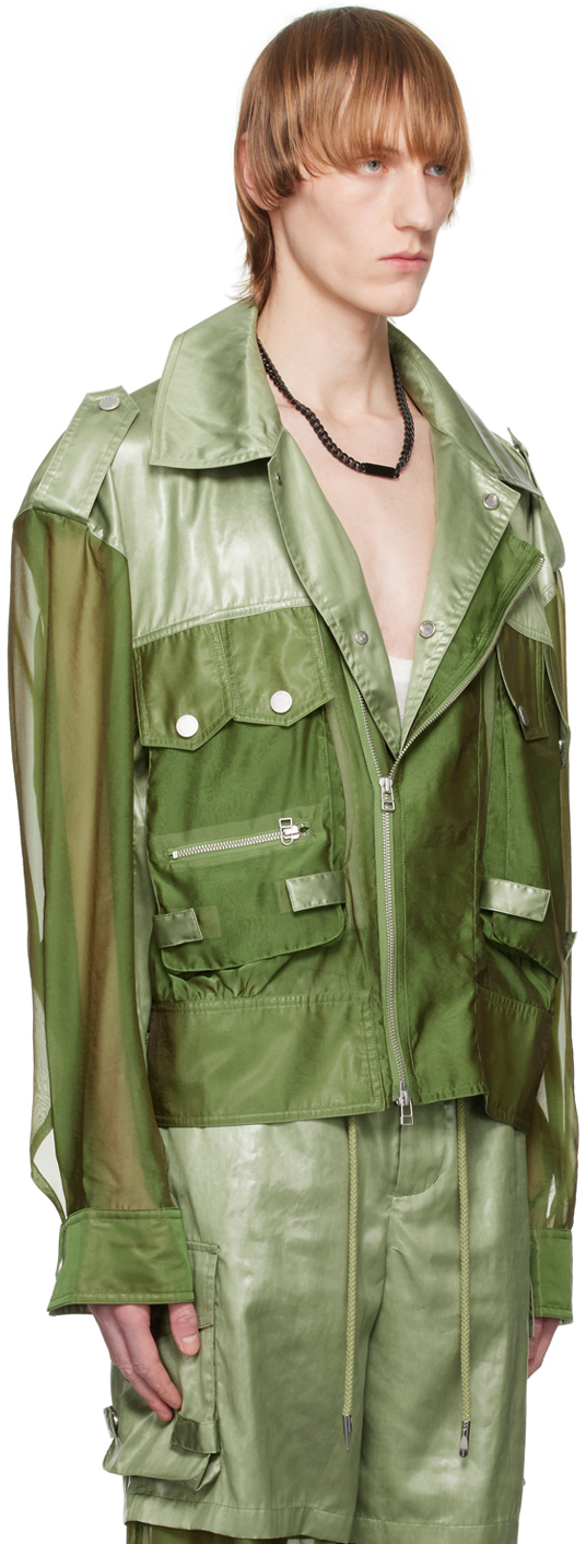 FENG CHEN WANG GREEN PANELED JACKET 