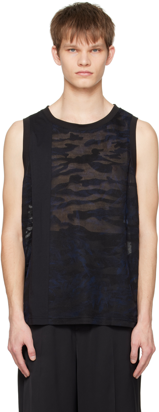 Feng Chen Wang: Black Camouflage Tank Top | SSENSE Canada