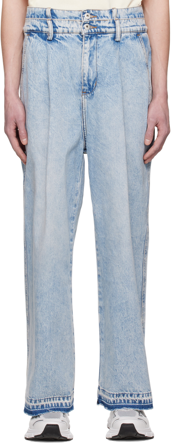 Feng Chen Wang Blue Double Waistband Jeans