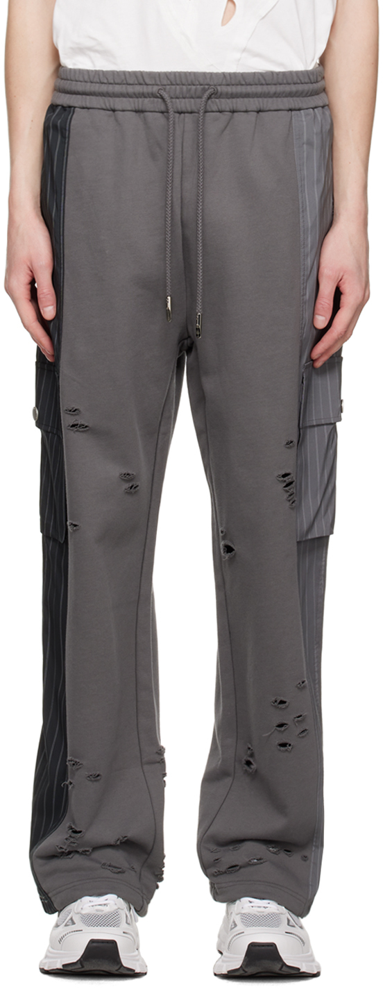 Feng Chen Wang Gray Contrast Pocket Cargo Pants In Grey