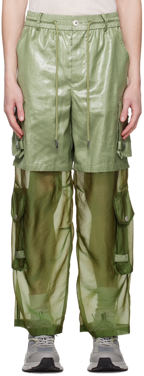 Feng Chen Wang Green Paneled Trousers