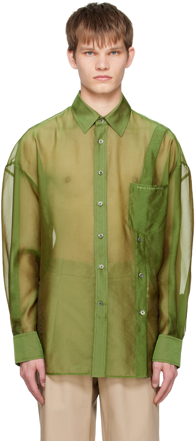 Feng Chen Wang: Green Transparent Shirt | SSENSE