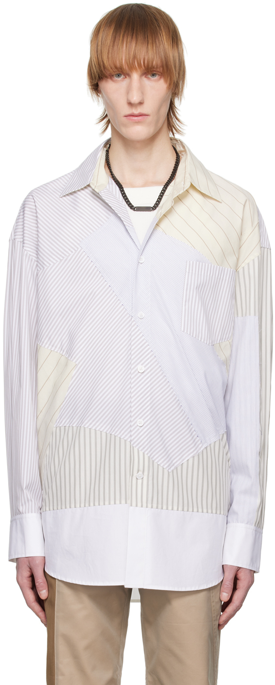 Feng Chen Wang: Gray Multi Stripe Shirt | SSENSE