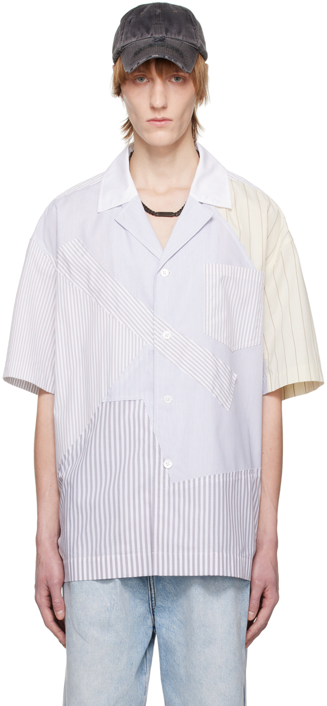 Feng Chen Wang: Gray Multi Stripe Shirt | SSENSE