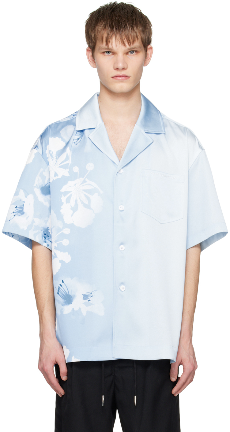 Feng Chen Wang: Blue Gradient Floral Shirt | SSENSE Canada