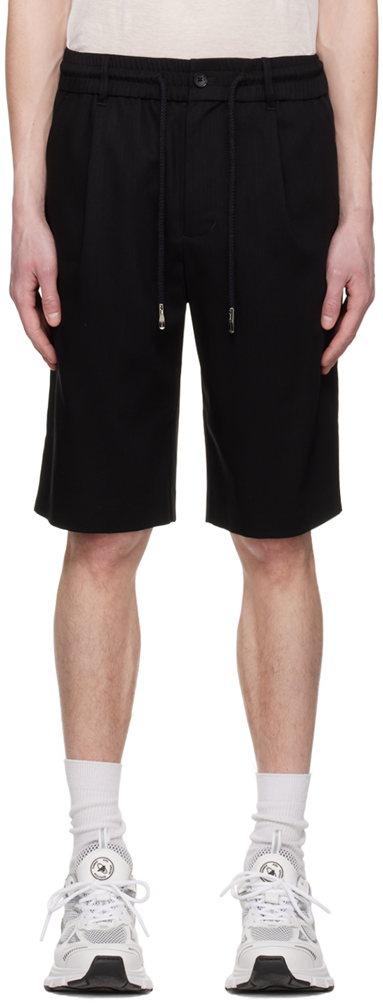 Black Pleated Shorts by Feng Chen Wang on Sale