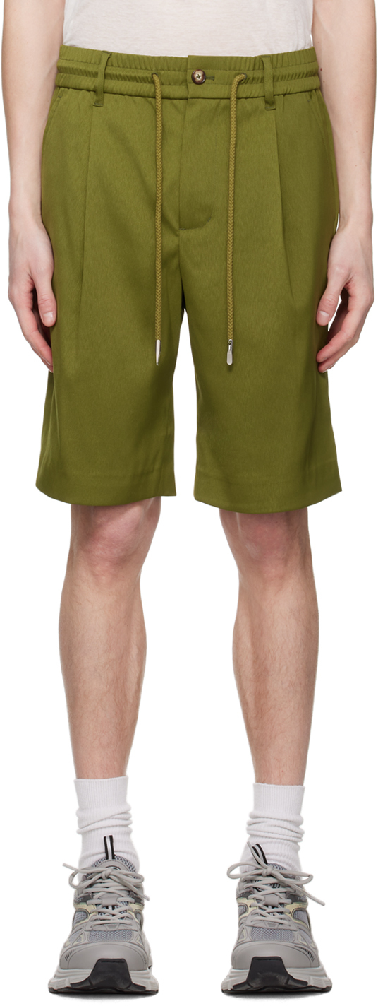 Green Pleated Shorts