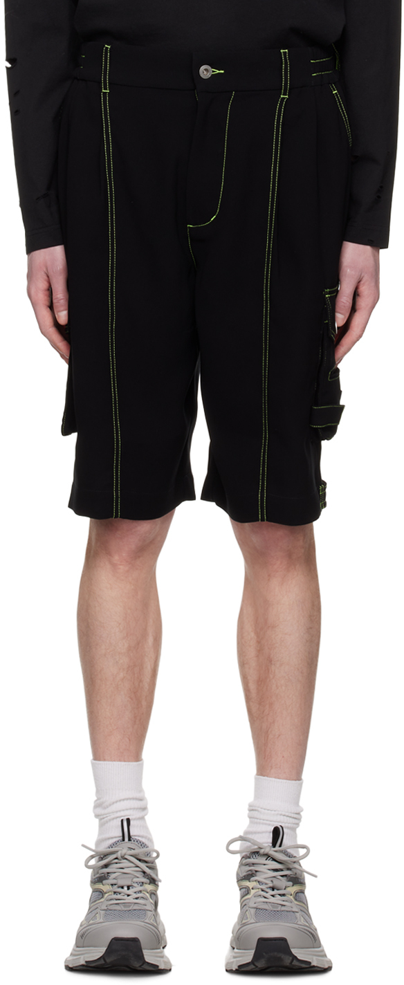 Feng Chen Wang Contrast-stitch Cargo Shorts In Black
