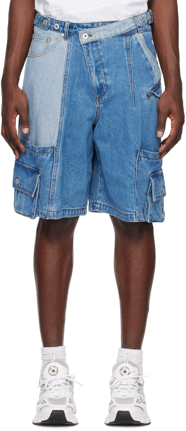 Feng Chen Wang Blue Paneled Denim Shorts | Smart Closet