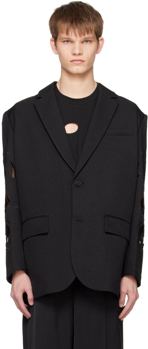 Black Phoenix Cutout Blazer by Feng Chen Wang on Sale