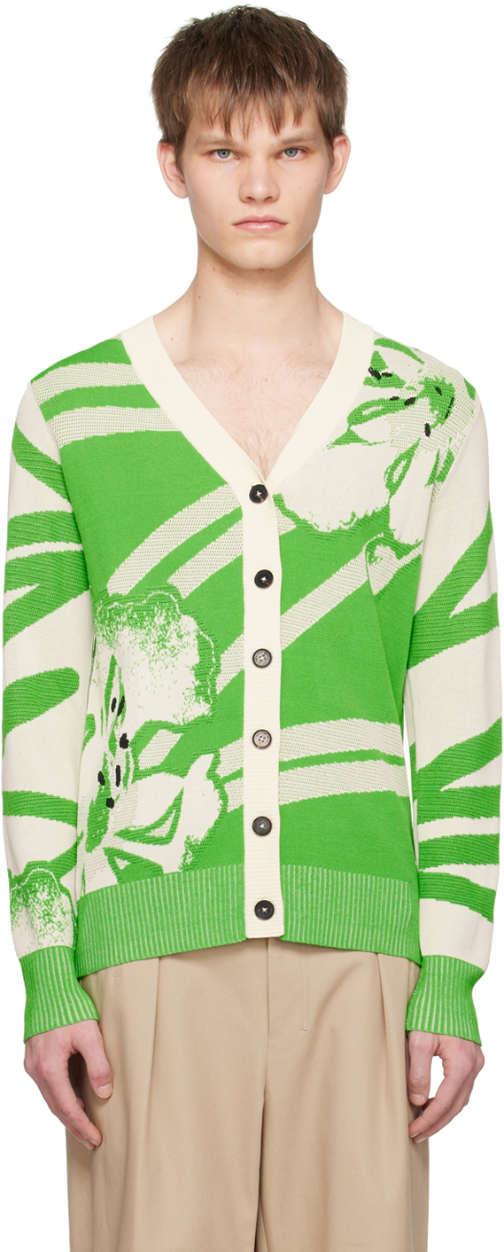 Feng Chen Wang Green & White Floral Cardigan
