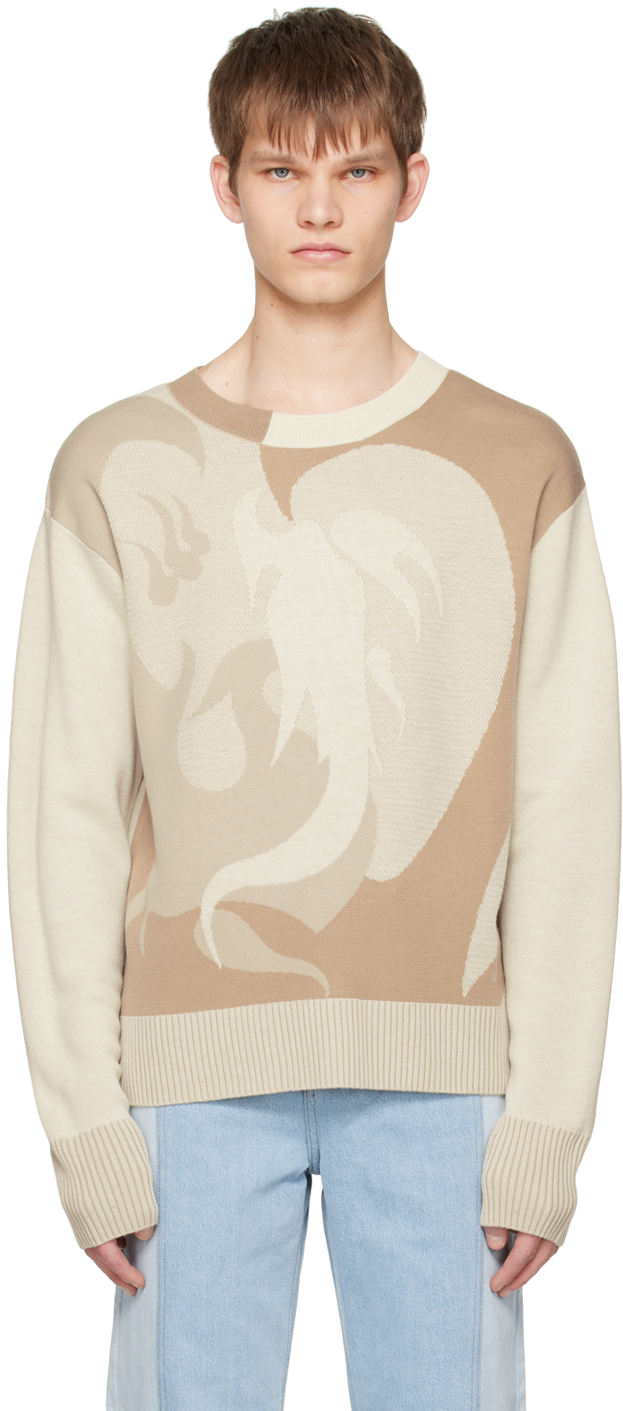 Feng Chen Wang Phoenix Crew-neck Jumper In Brown