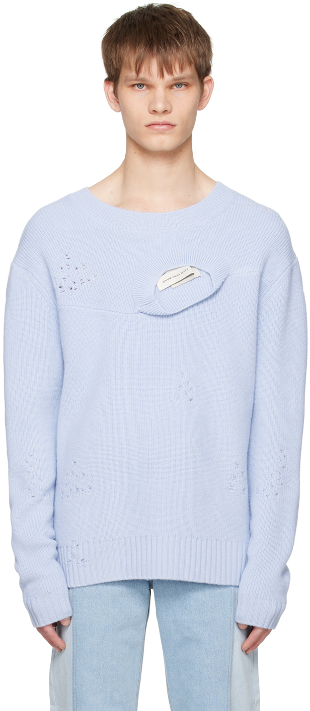 Feng Chen Wang Blue Distressed Sweater