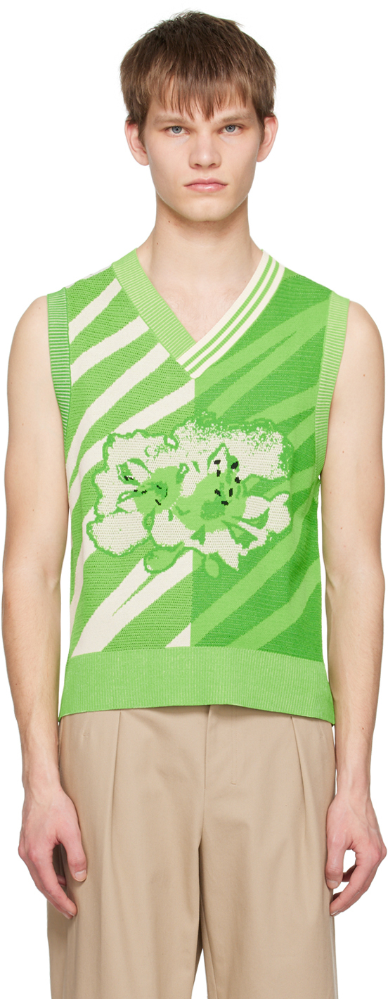 Feng Chen Wang Patterned-jacquard Vest In Green