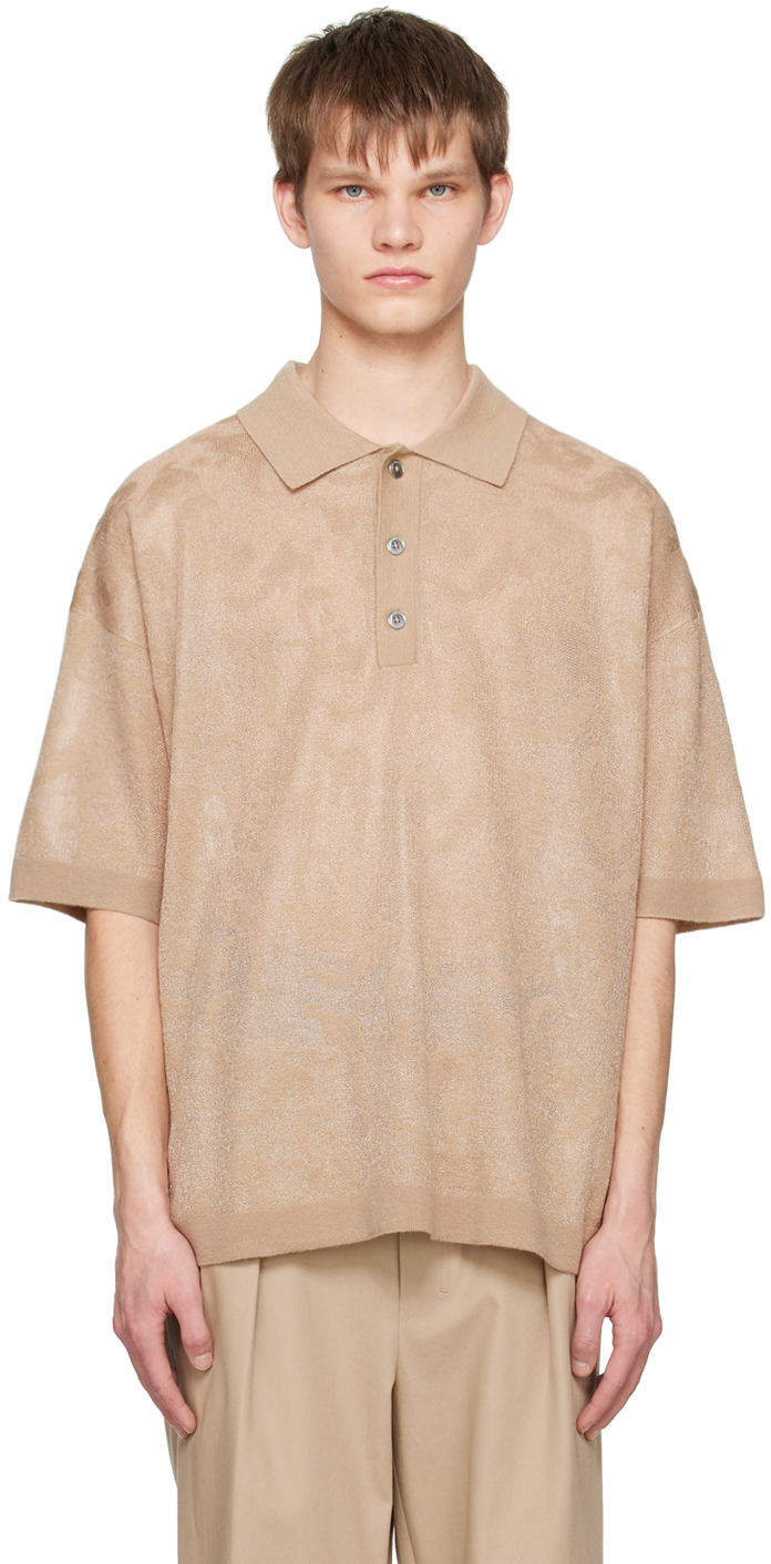 Feng Chen Wang Phoenix Jacquard Knitted Polo Shirt In Brown