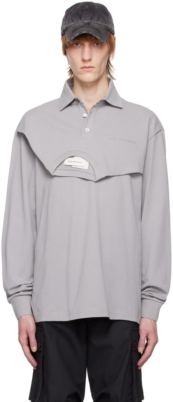 Feng Chen Wang Ssense Exclusive Gray Polo In Pearl Blue