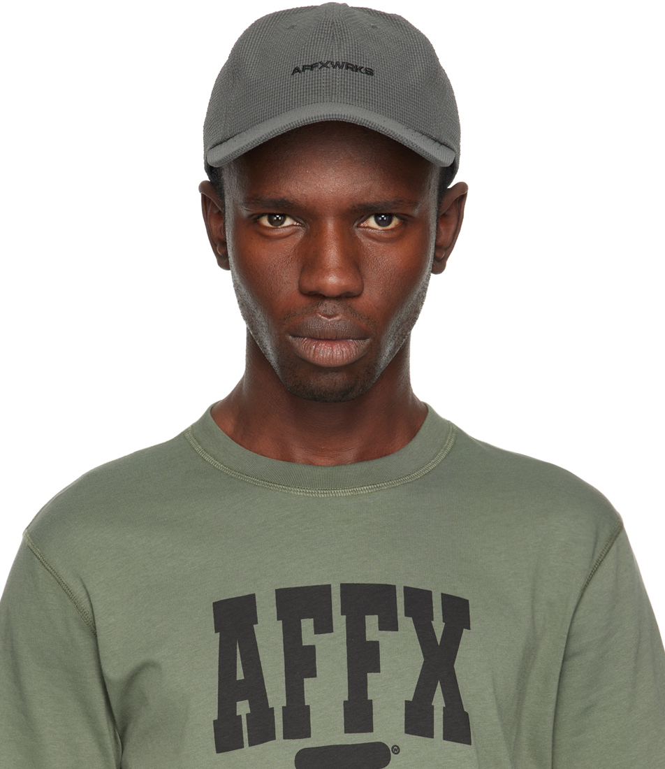 Gray Embroidered Cap by AFFXWRKS on Sale
