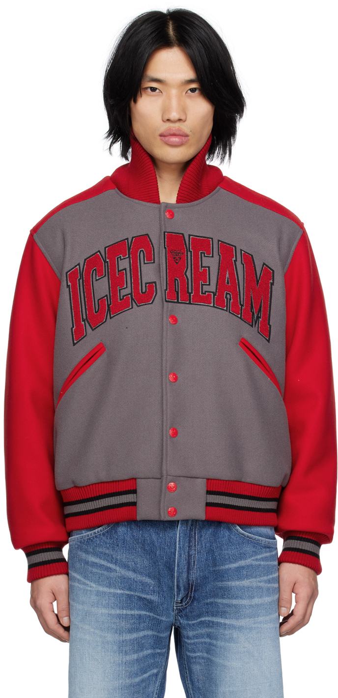 Icecream Logoprint Bomber Jacket In Grey ModeSens