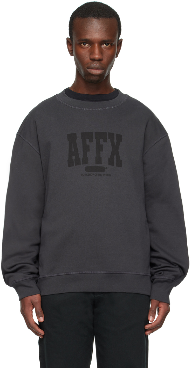 Affxwrks Varsity Logo-print Cotton-jersey Sweatshirt In Black