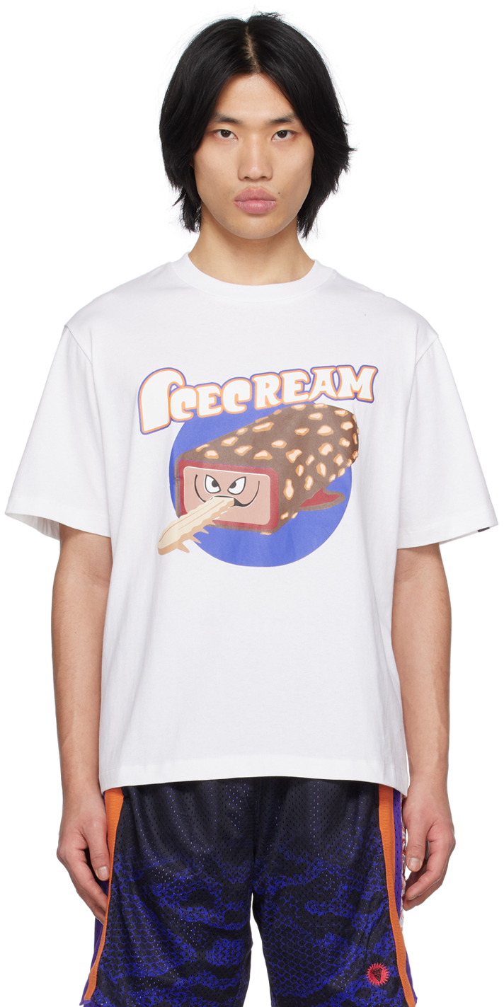 Icecream Mens White Crunchy Shark Graphic-print Cotton-jersey T-shirt