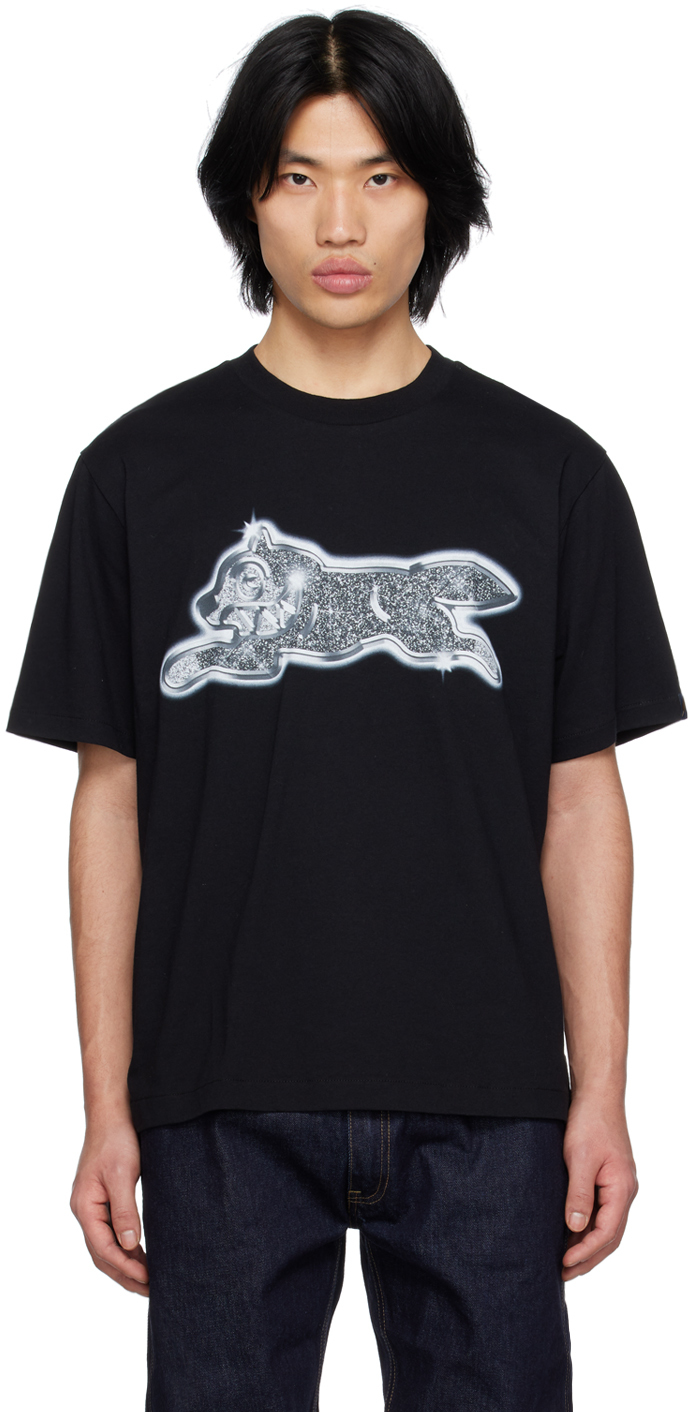 Icecream Iced Out Running-dog Logo Cotton-jersey T-shirt In Black