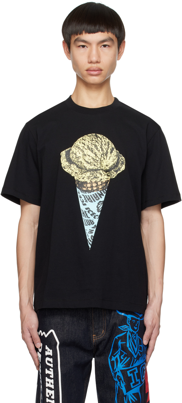 Icecream Mens Black Cone Graphic-print Regular-fit Cotton-jersey T-shirt