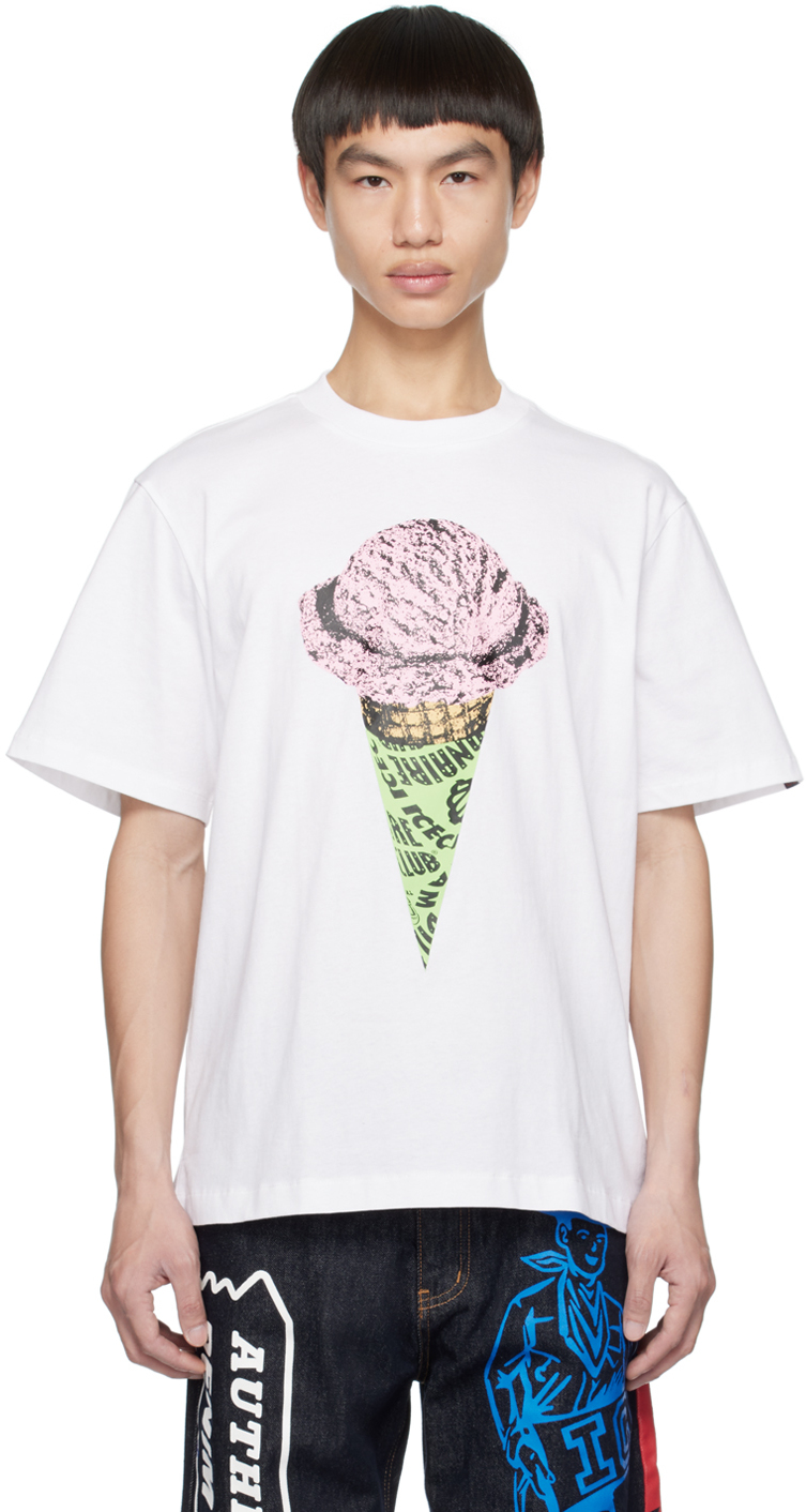 Icecream Printed Cotton-jersey T-shirt In White