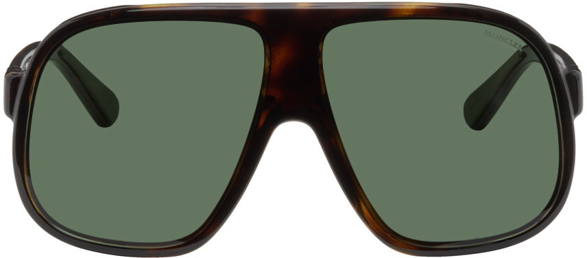 Moncler Tortoiseshell Diffractor Sunglasses In 52n Shiny Classic Da