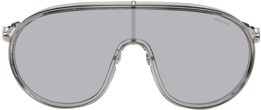 Moncler Silver Vangarde Sunglasses In 20c Transparent Ice