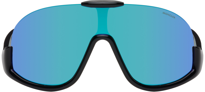 Moncler Black Visseur Sunglasses In 01x Shiny Black/turq