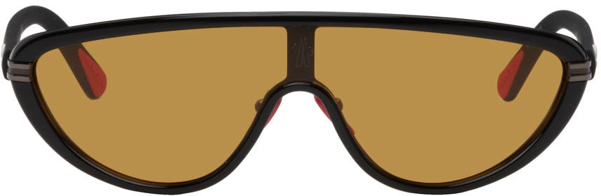 Moncler Black Vitesse Sunglasses In 01e Shiny Black/hone