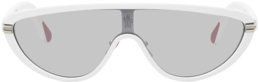 Moncler White Vitesse Sunglasses In 21c Solid White/smok