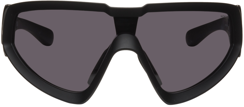 Shop Moncler Black Wrapid Sunglasses In 02a Matte Black/smok