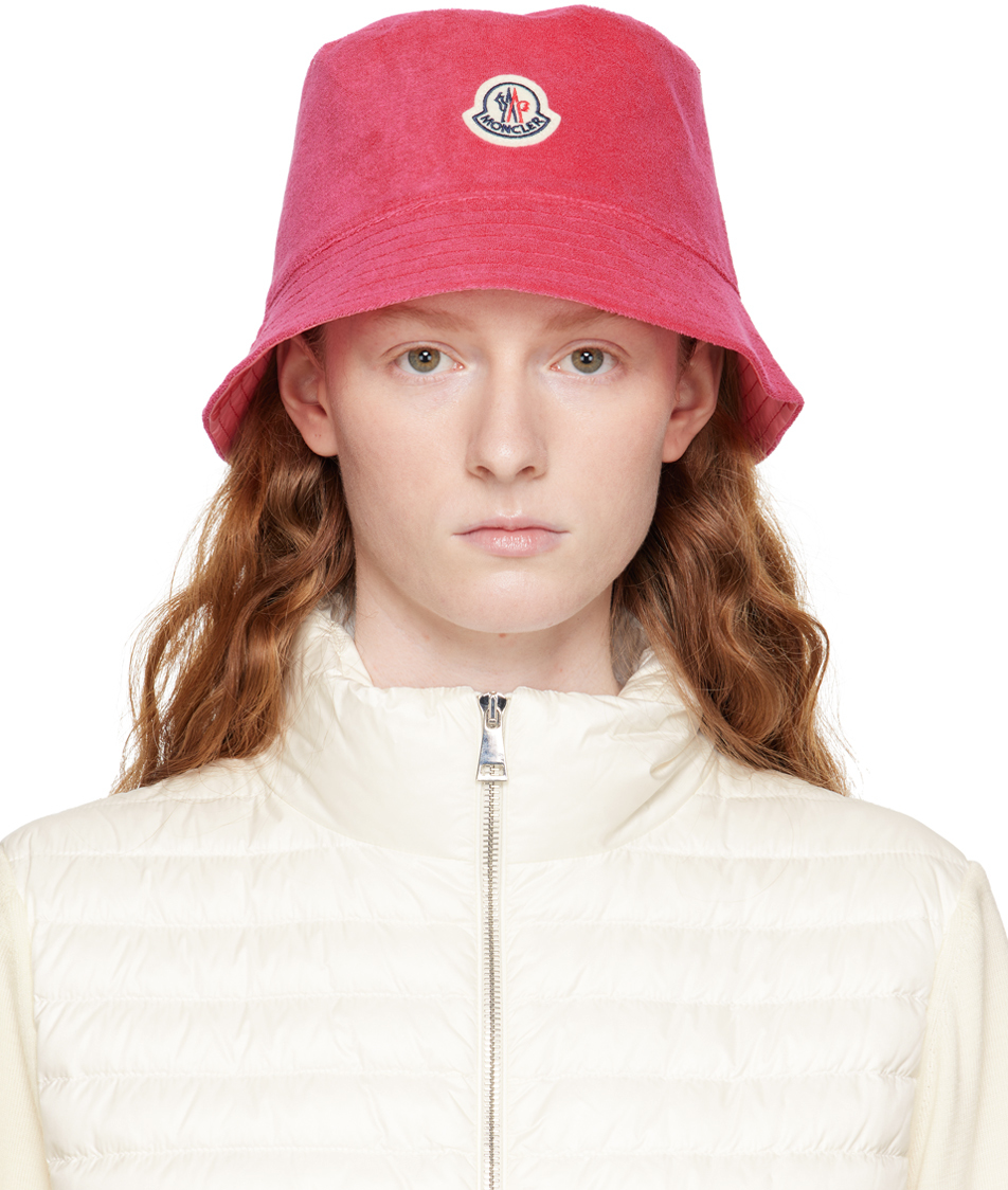 Moncler Reversible Logo-patch Bucket Hat In Pink