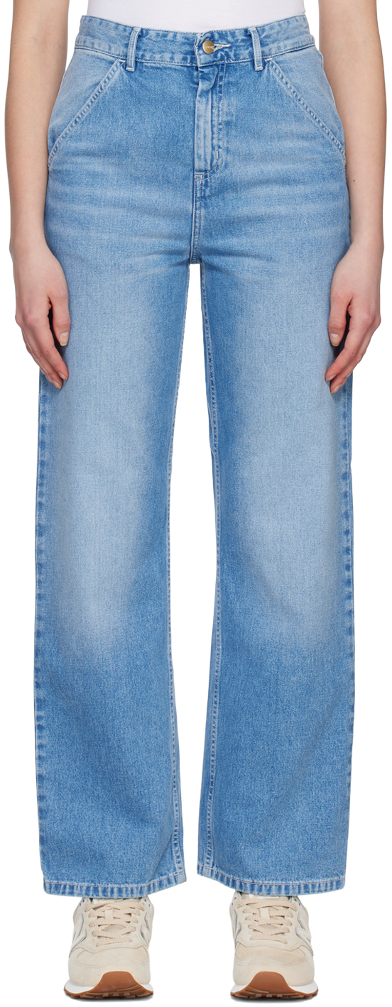 Carhartt Wide Leg Cotton Denim Jeans In Blue