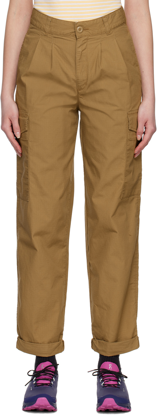 Carhartt Brown Collins Trousers In Cm02 Buffalo Rinsed