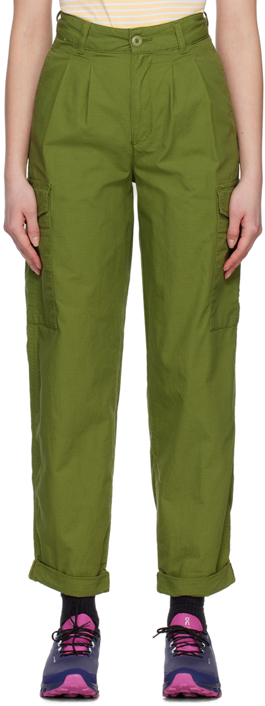 Carhartt Green Collins Trousers In D002 Kiwi Rinsed