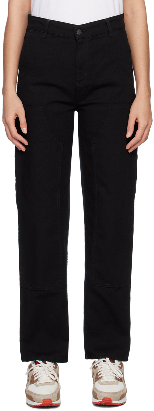 Black Pierce Double Knee Jeans by Carhartt Work In Progress on Sale