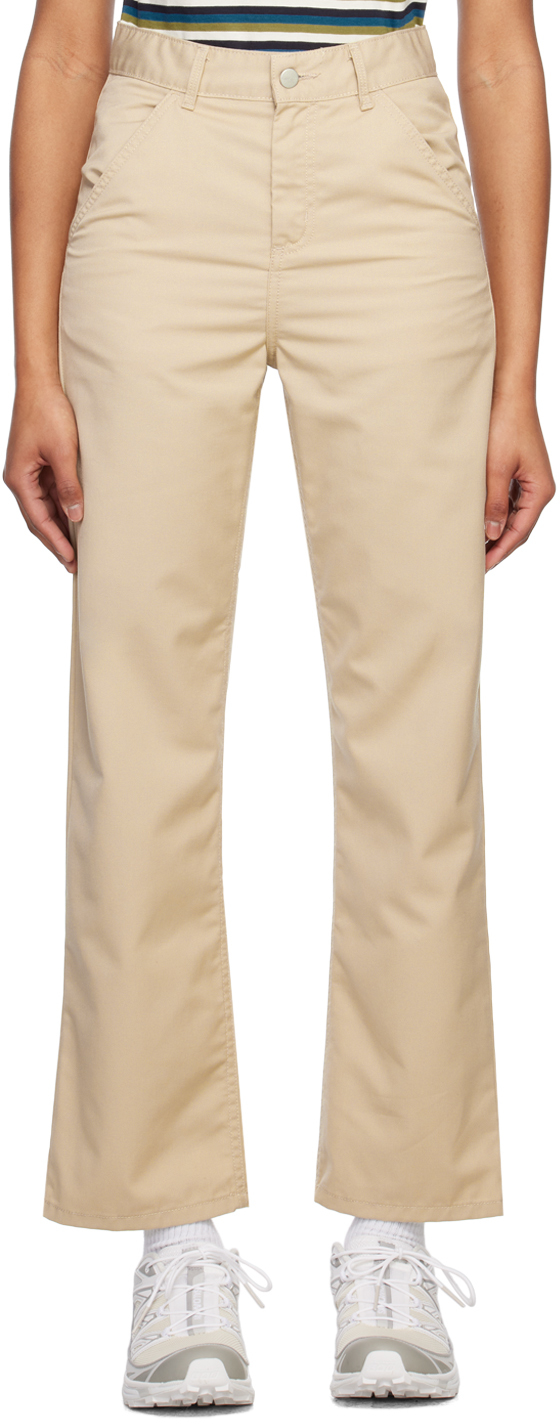 Beige Simple Trousers by Carhartt Work In Progress on Sale