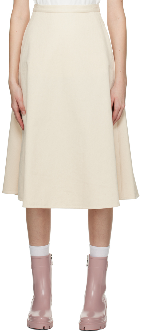 Shop Moncler White A-line Midi Skirt In 060 White